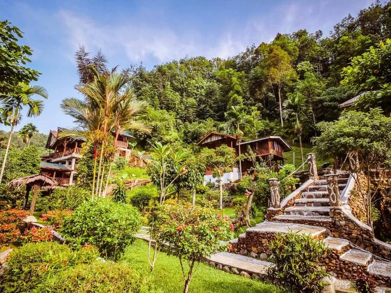 Hotelgarten in Bukit Lawang auf Sumatra
