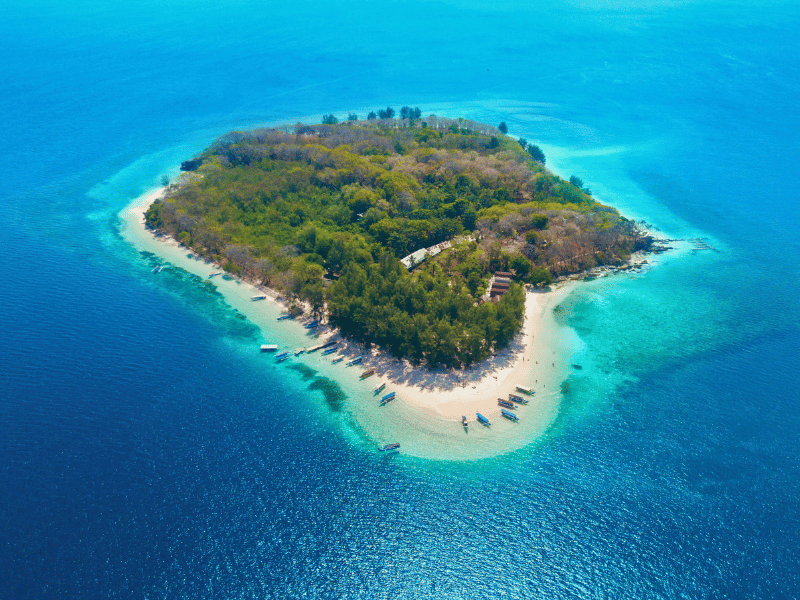Gili Insel auf Lombok in Indonesien aus der Luft