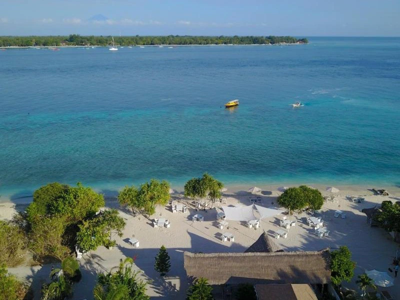 Hotel am Meer auf den Gili Inseln, Indonesien