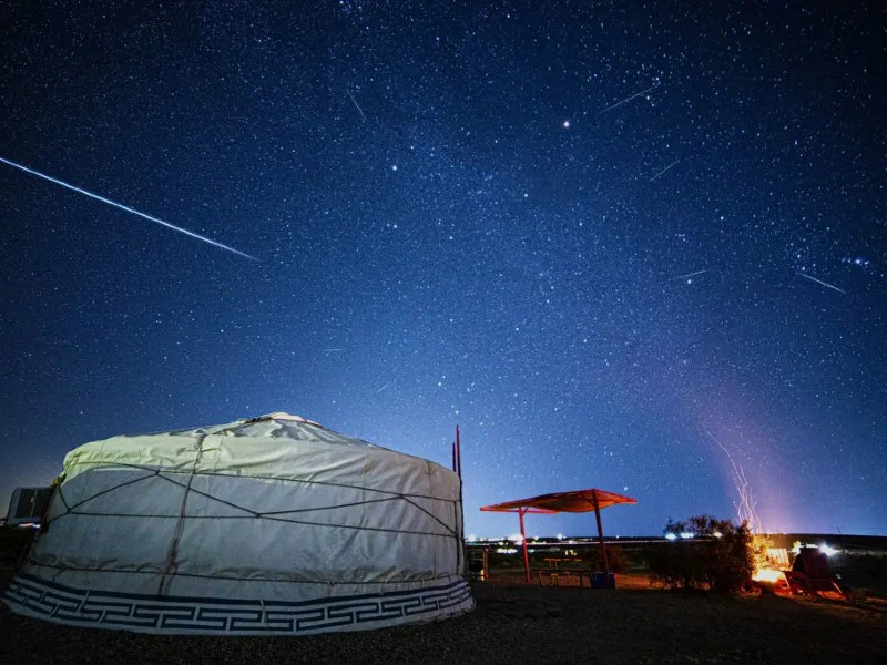 Nachthimmel, Jurte beim Joshua Tree