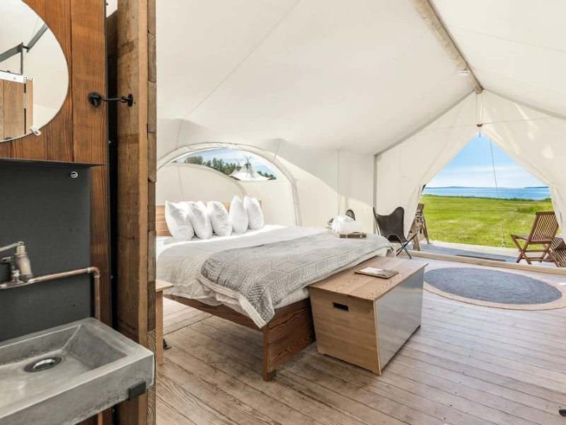 Schlafzimmer Zelt, Glamping Acadia