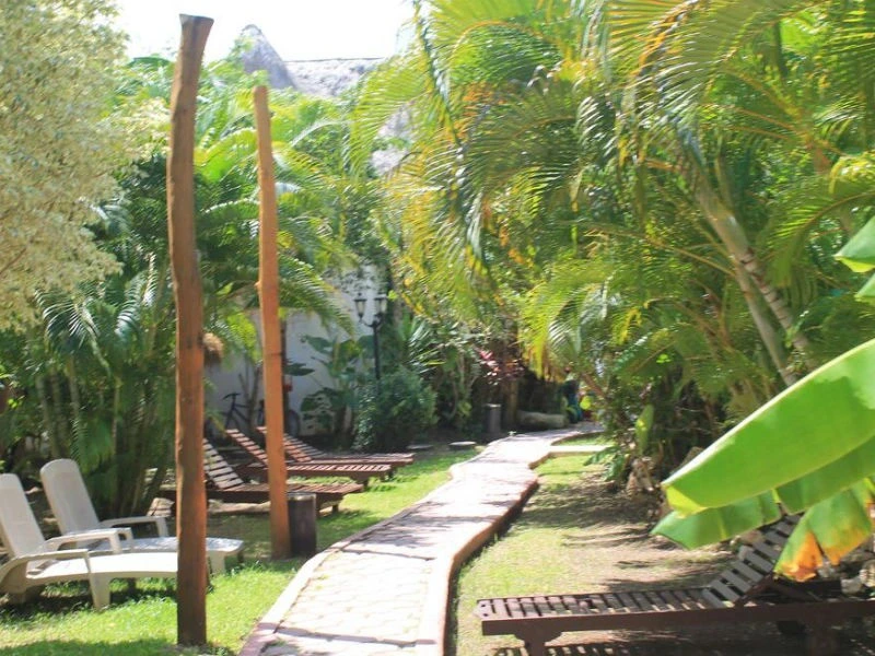 Garten im Hotel auf Holbox in Mexiko