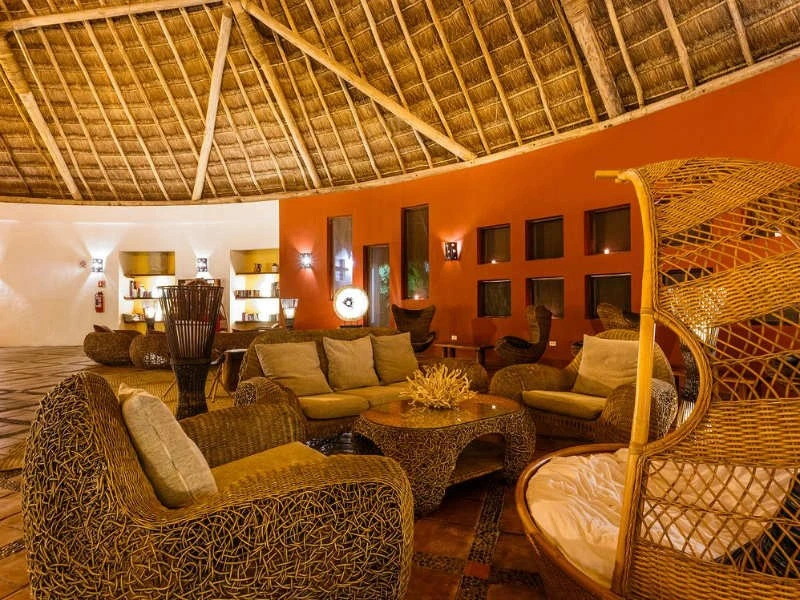 Lobby im Hotel auf Holbox in Mexiko