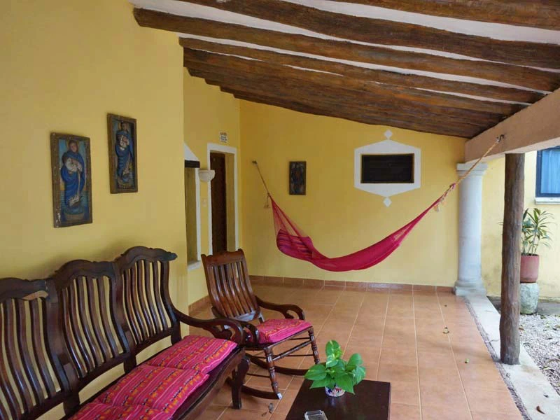 Terrasse der Chichén Itzá Hazienda in Mexiko