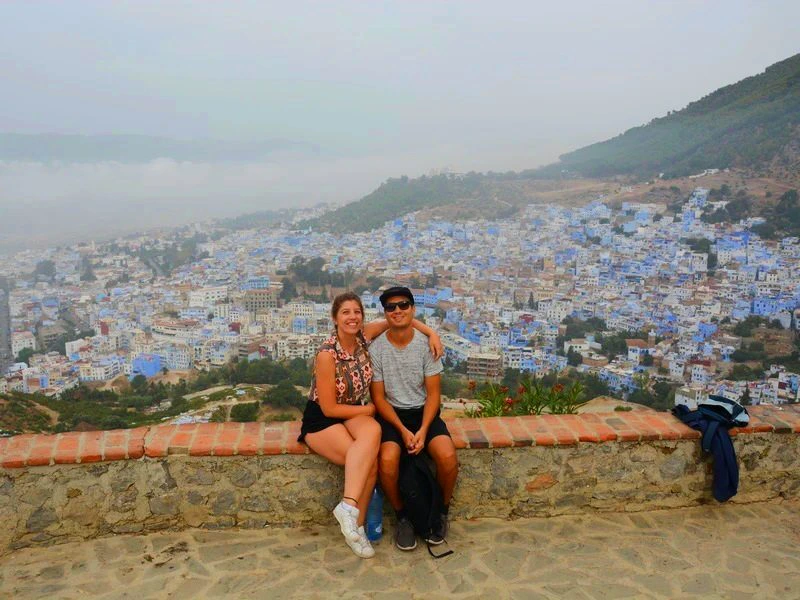 Ausblick auf die Stadt Chefchaouen Marokko