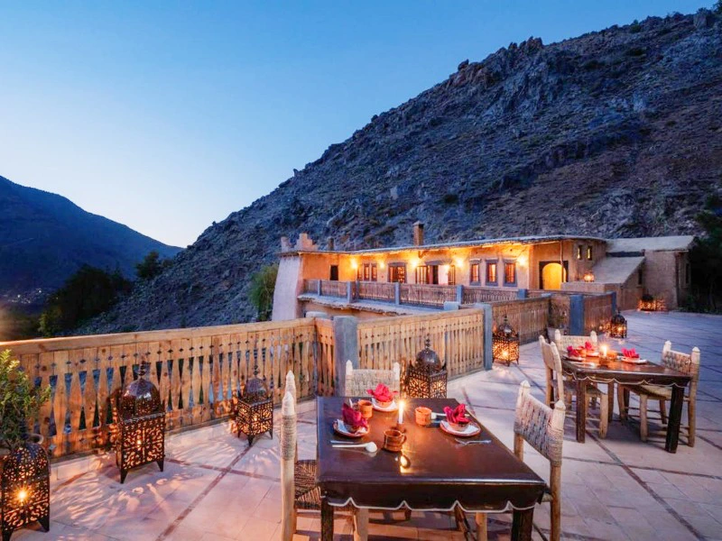 Dachterrasse des Hotels in Imlil, Marokko