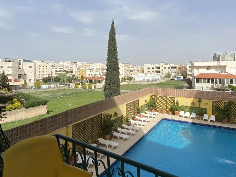Aussicht vom Balkon im Hotel in Madaba Jordanien