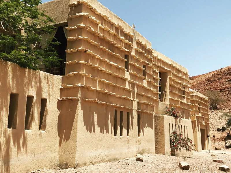 Fassade von der Lodge in Feynan Jordanien