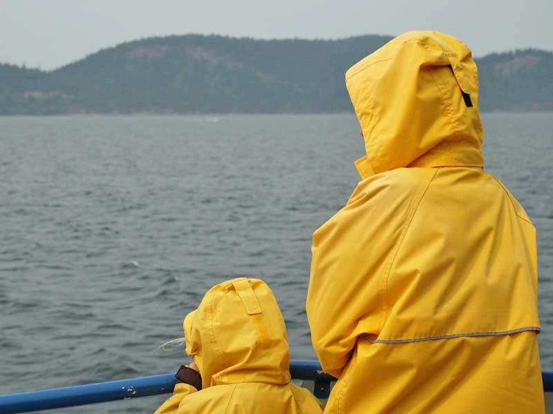 Familie beim Whale Watching bei Vancouver, Kanada