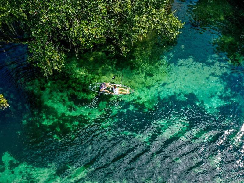 durchsichtiges Kajak in den Silver Springs