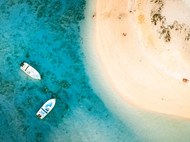 Mauritius Küste aus der Luftansicht