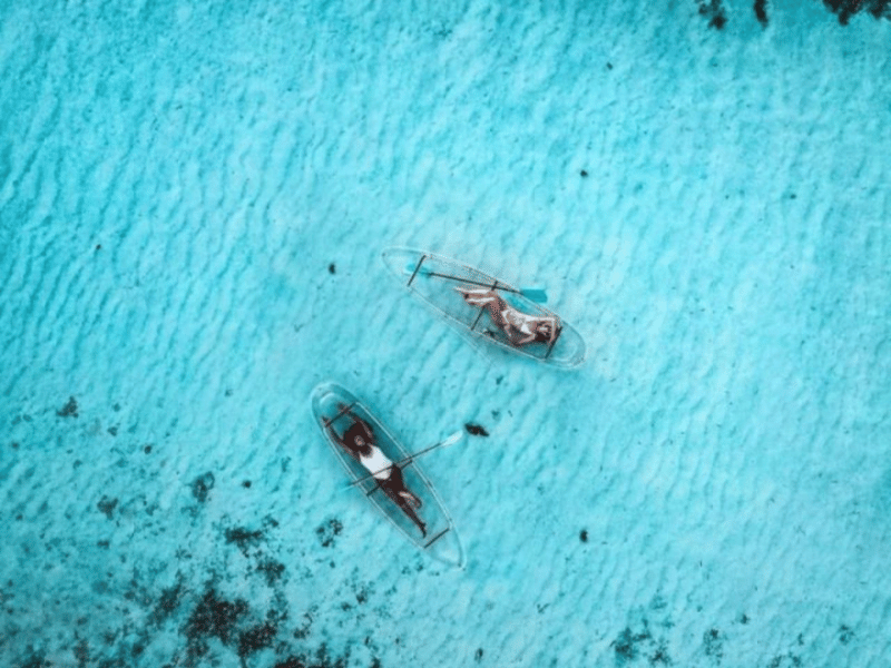 Glasboden Kayak auf La Digue Seychellen