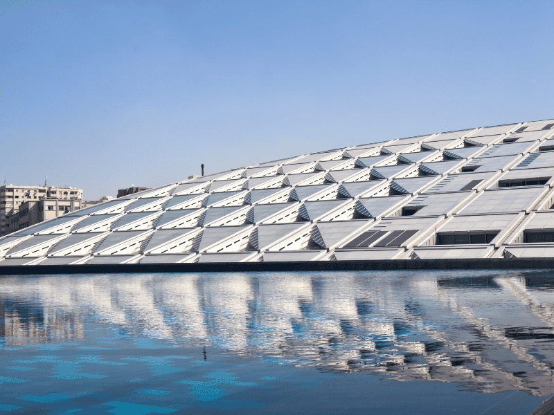 Blick auf die Bibliothek von Alexandria