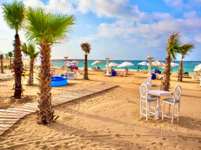 Strand am Hotel in Alexandria, Ägypten