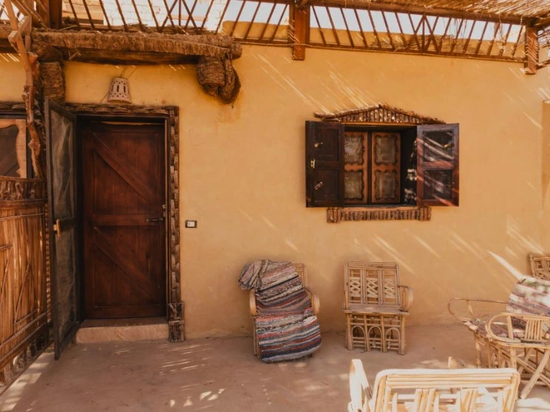 Terrasse des Hotelzimmers in Siwa, Ägypten
