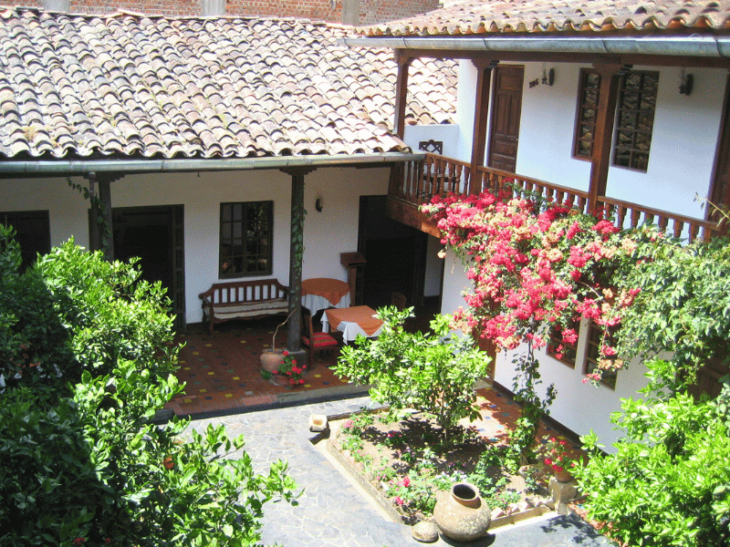 Innenhof vom Hotel in Chachapoyas in Peru