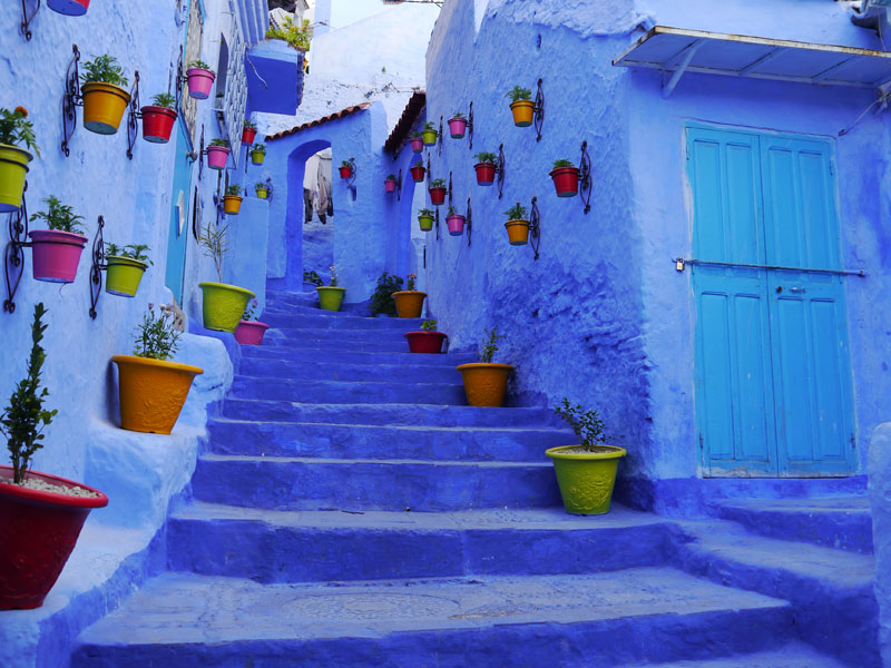 Marokko Norden Chefchaouen blaue Treppe