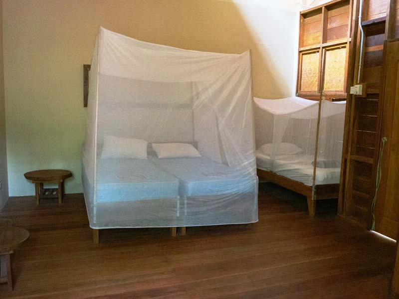 Schlafzimmer mit Moskitonetz