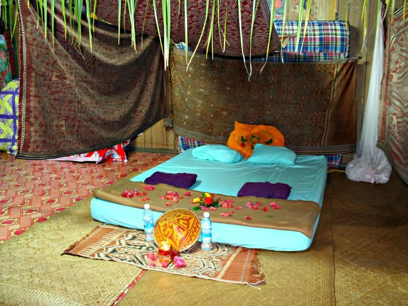 Schlafstätte bei einer Iban-Familie, Borneo