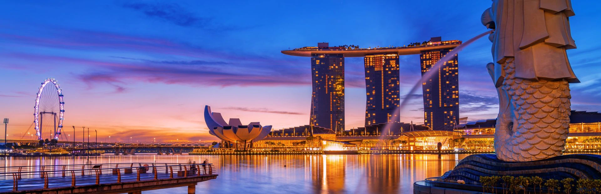 Merlion Park und Marina Bay Sands in Singapur