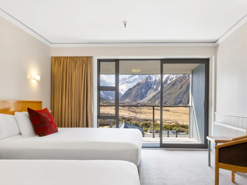 Doppelzimmer mit Blick auf den Mount Cook in Neuseeland