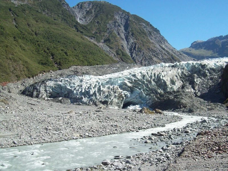 Eis am Fox Gletscher in Neuseeland