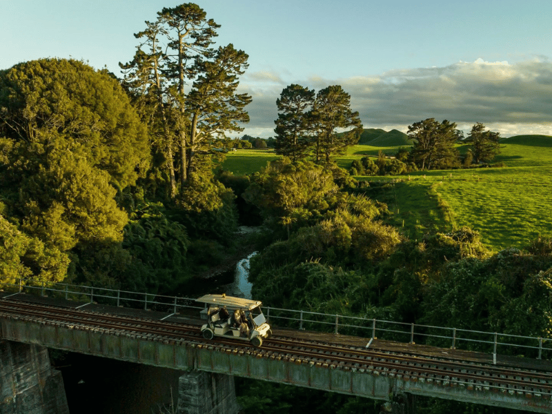 Neuseeland Rail Cart in der Lanschaft