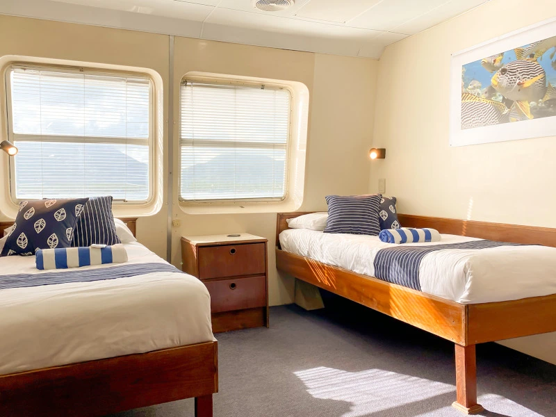 Doppelkabine auf dem Schiff auf der Tauch- und Schnorcheltour am Great Barrier Reef in Australien