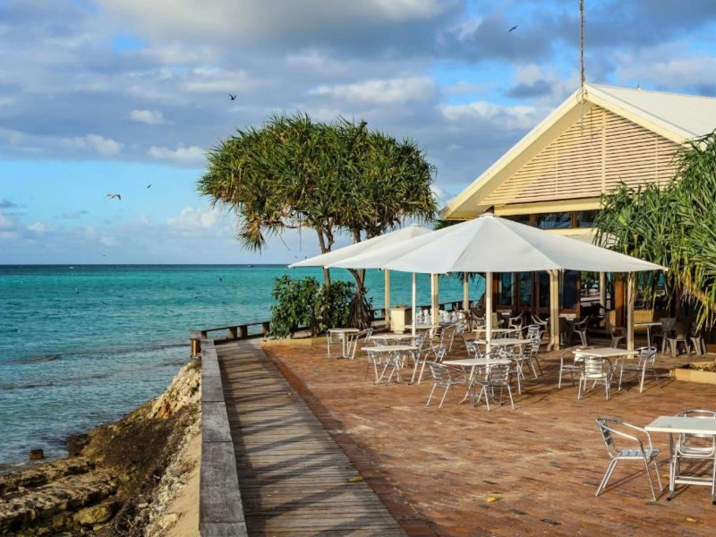 Hotelterrasse auf Heron Island in Australien