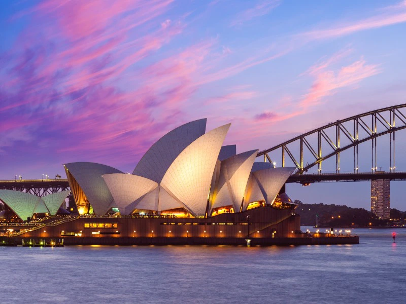 Sydney Opernhaus bei Sonnenuntergang, Australien