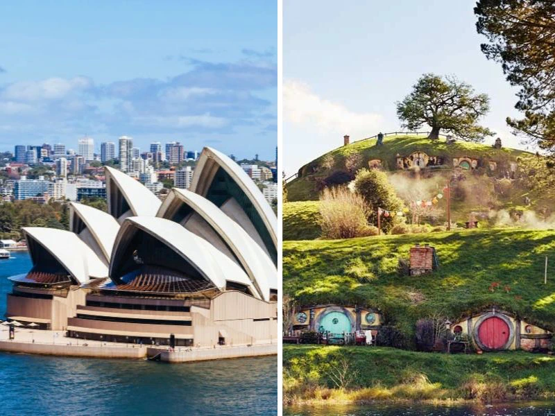 Das Opernhaus in Sydney und die Filmlandschaft von Hobbiton