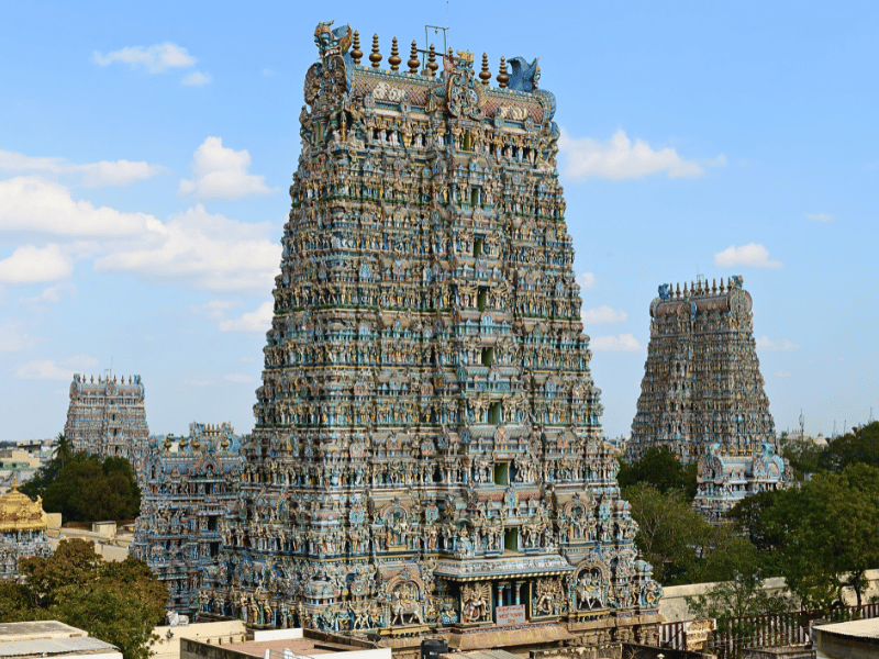 Farbenprächtiger Meenakshi Tempel in Madurai, Indien