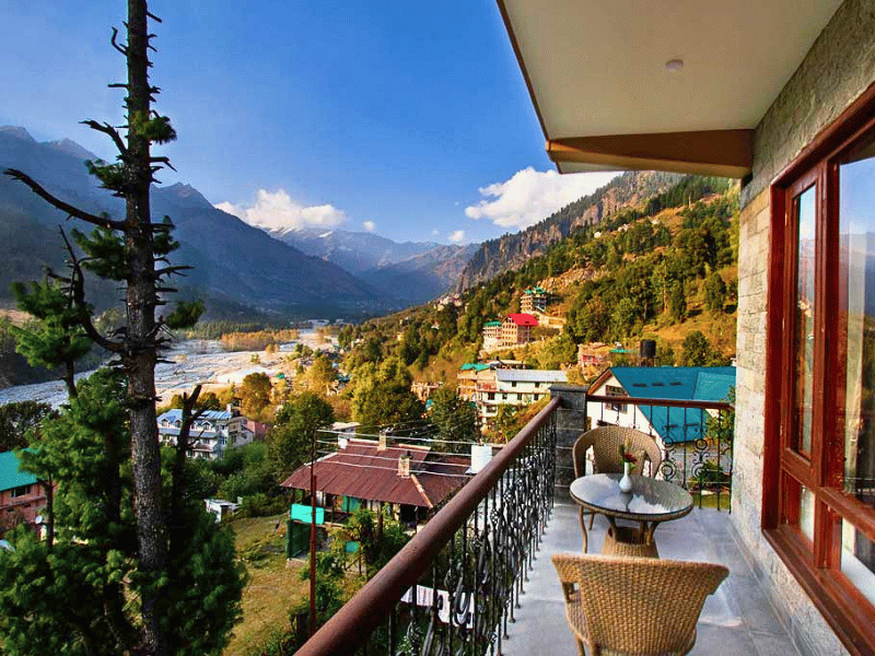 Ausblick vom Hotel in Manali, Indien