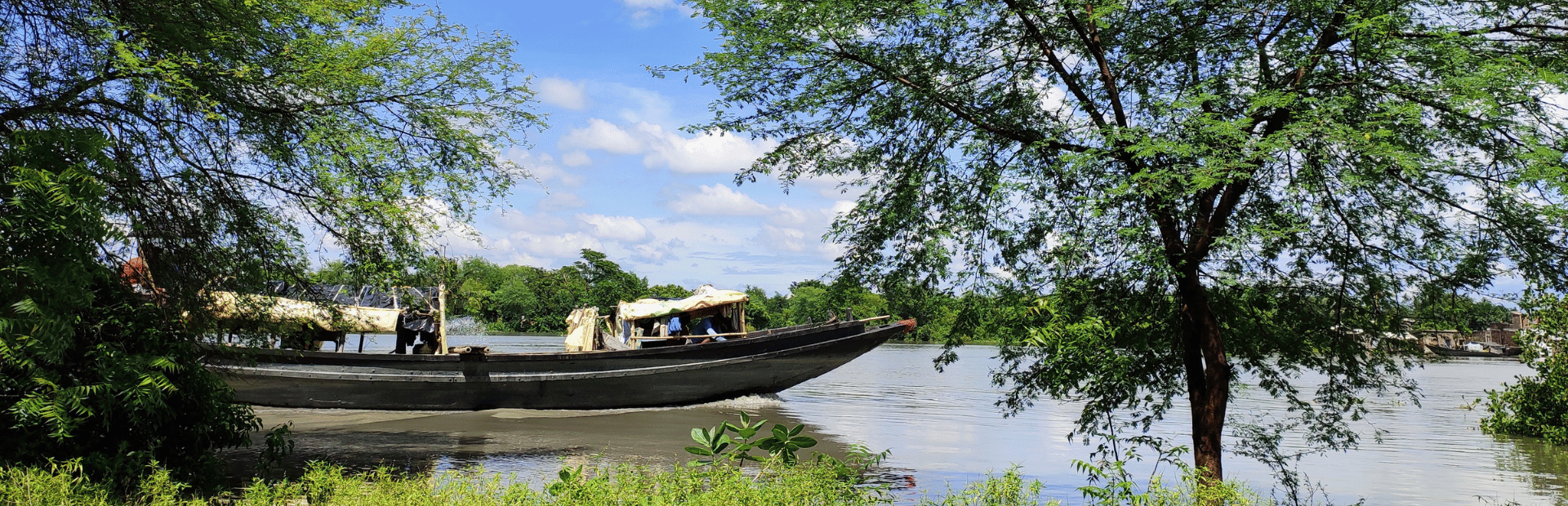 Boot auf einem Fluss in den Sundarbans in Indien