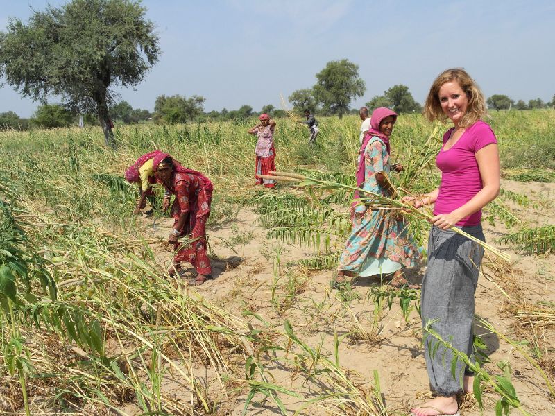 Frauen auf dem Land in Chandelao in Indien