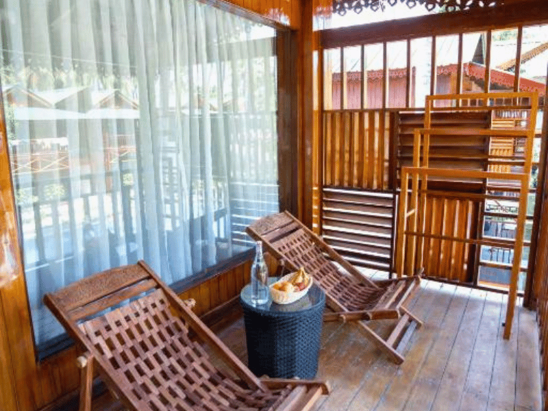 Terrasse der Unterkunft auf Havelock Island, Indien