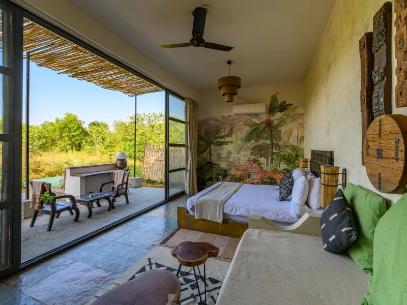 Zimmer im komfortablen Hotel im Sariska Nationalpark, Indien