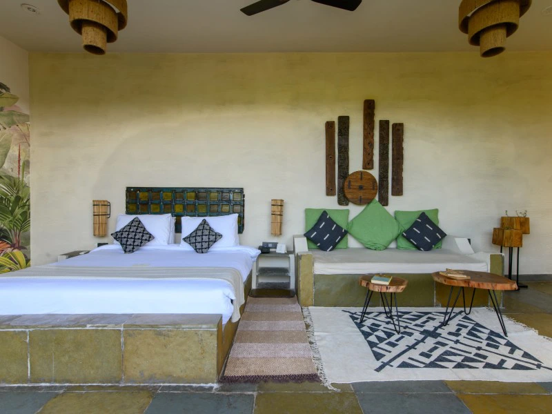 Zimmer im komfortablen Hotel im Sariska Nationalpark, Indien