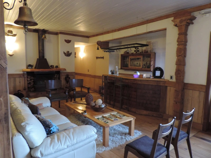 Gemütliche Lobby mit Kamin in Puerto Varas