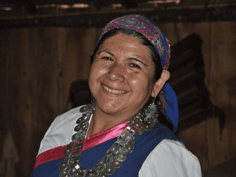 Frau der Mapuche-Familie