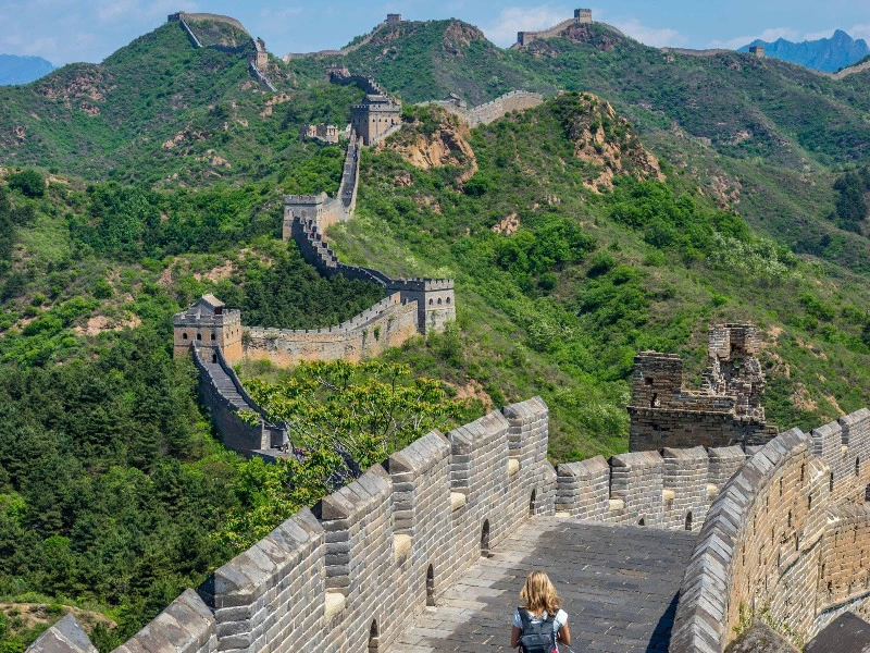 Reisende auf der chinesischen Mauer