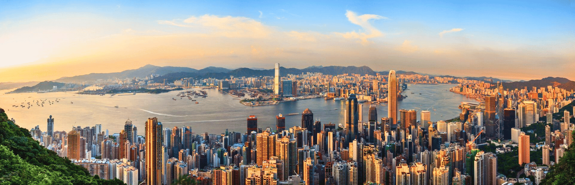 Blick vom Victoria Peak auf die Skyline von Hong Kong