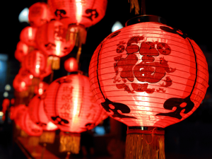 Rote Laternen in Pingyao in China