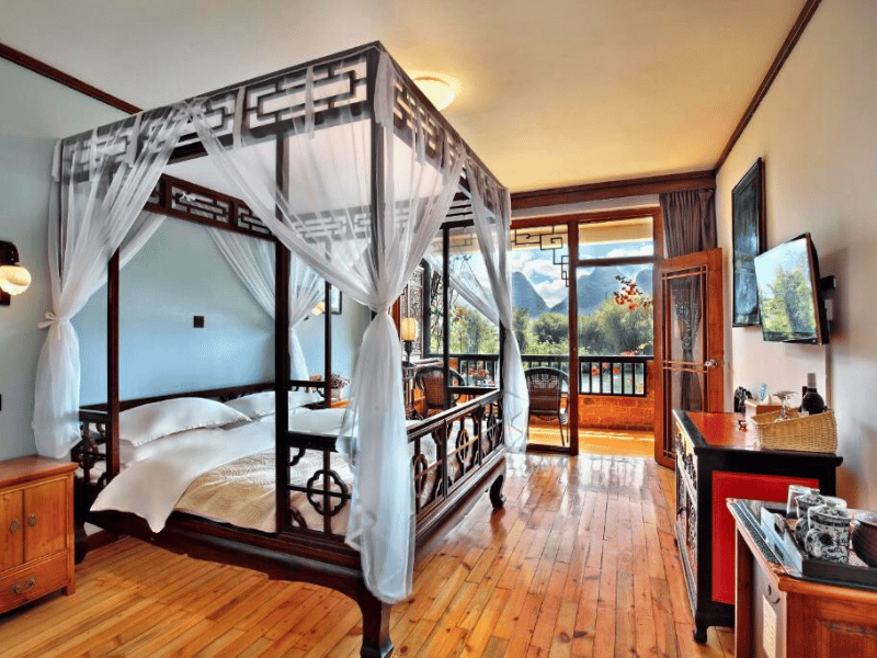 Doppelzimmer in Yangshuo vor den Karstbergen