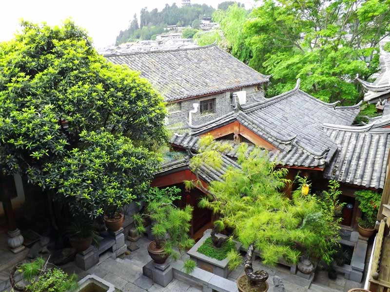 Hotelinnenhof in Lijiang in China