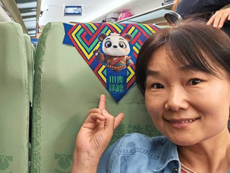 Chinesische Frau im Hochgeschwindigkeitszug in China