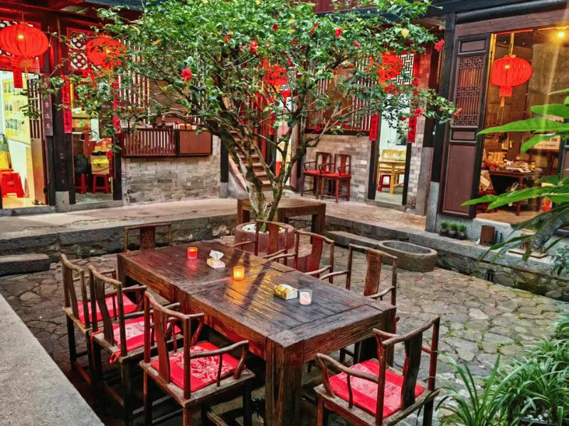 Innenhof des Hotels in Tulou, Xiamen