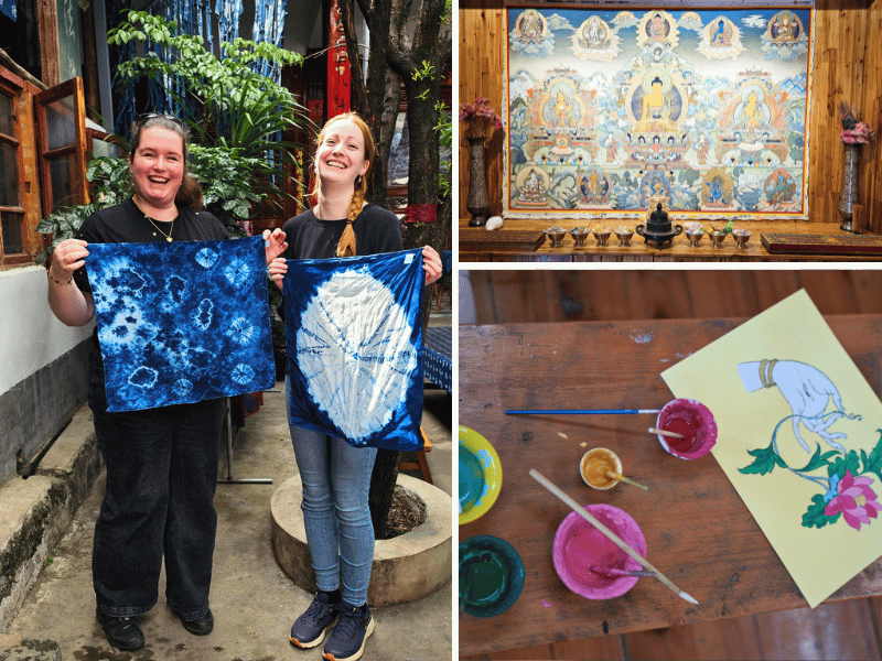 Travelers in china doing painting