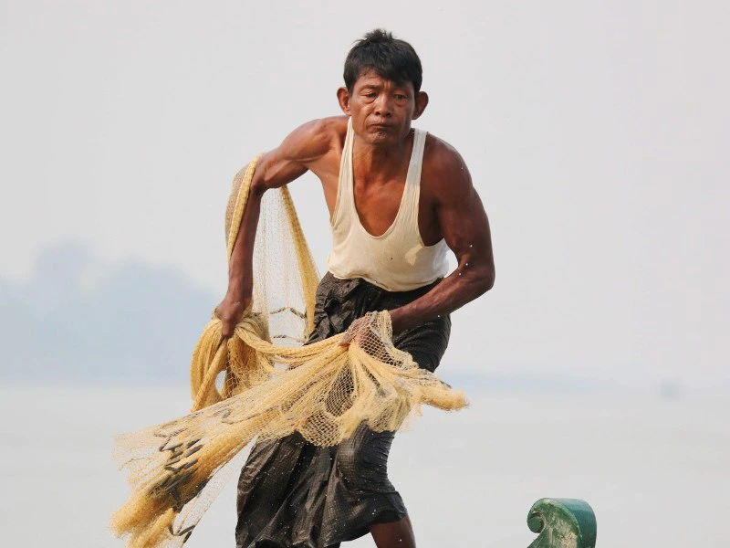 Fischer auf dem Irrawaddy