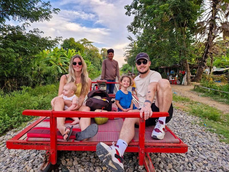 Fahrt mit der Bambusbahn in Battambang